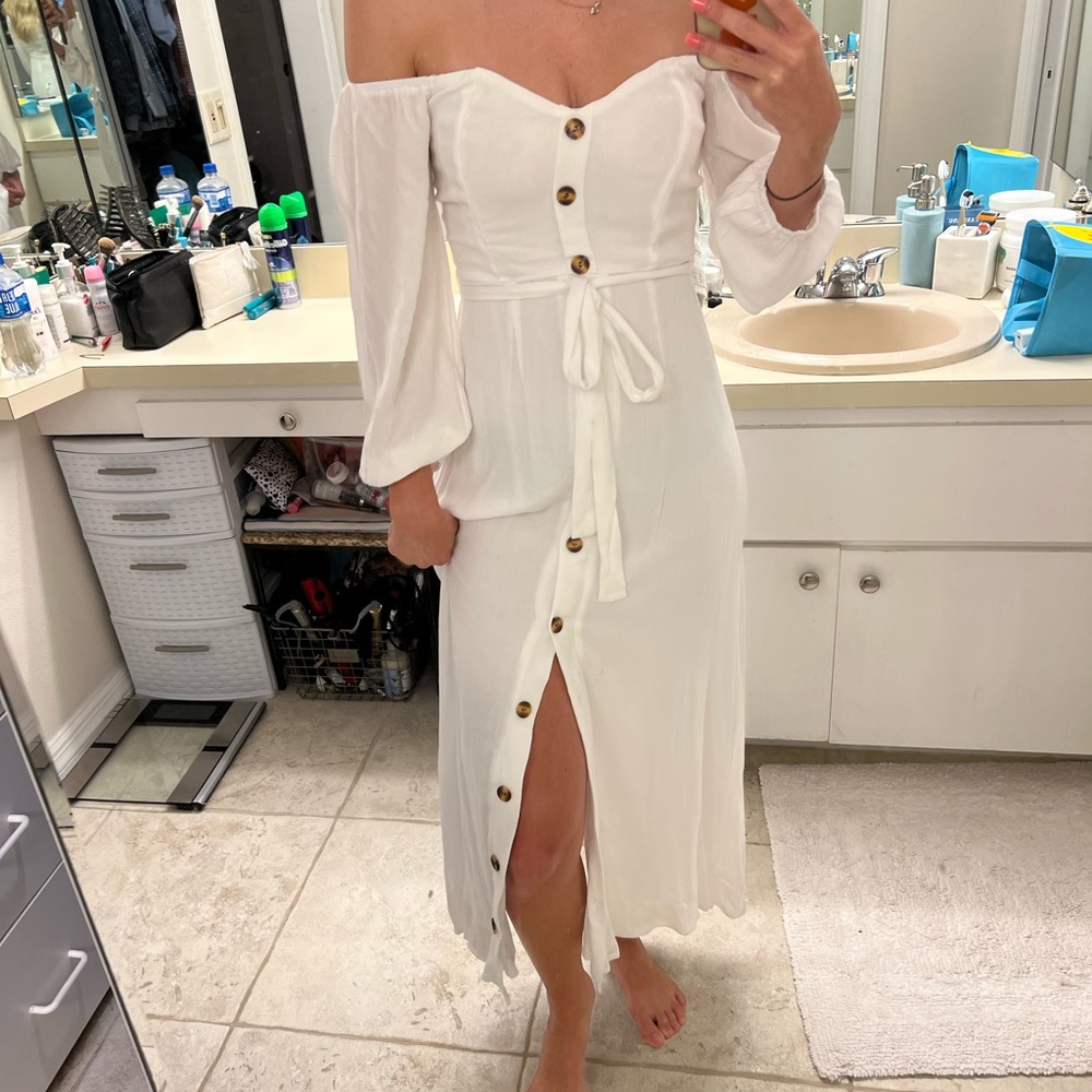 Showpo White Button Dress